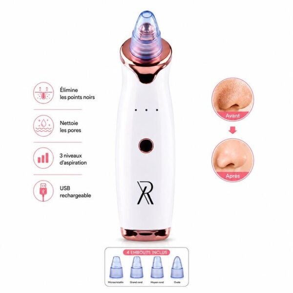Aspirateur points noirs et Acnés rechargeable Nettoyeu de Pores Visage Appareil Point Noir