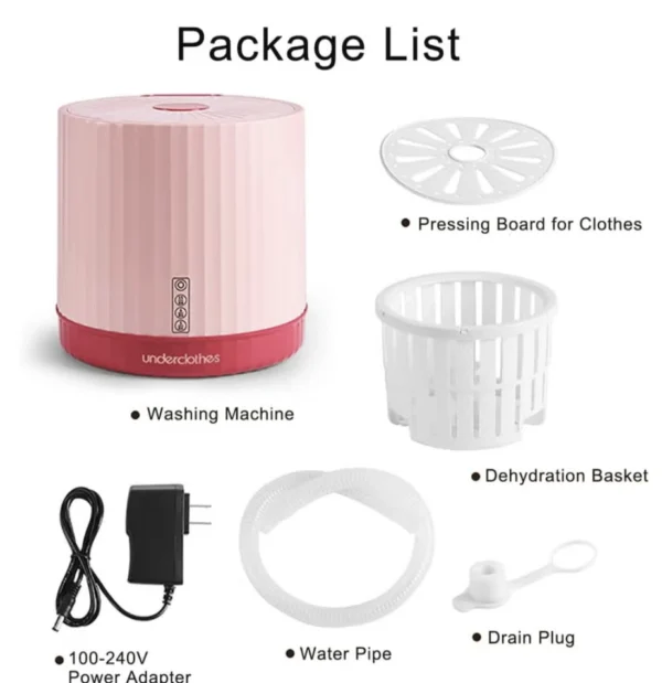 Mini Machine à Laver Pliable Rose – Pratique, Compacte & Facile à Utiliser